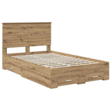 Bed Frame with Drawer Artisan Oak 135 x 190 cm Engineered Wood 3409666