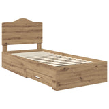 Bed Frame with Drawer Artisan Oak 100 x 200 cm Engineered Wood 3413647
