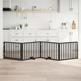Dog Gate with Door Foldable 4 Panels Black 320 cm Poplar Wood 352193