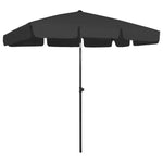 Beach Parasol Black 200x125 cm 314733