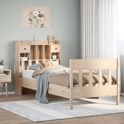 ZNTS Bed Frame without Mattress 100x200 cm Solid Wood Pine 3323266