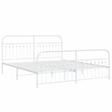 Metal Bed Frame without Mattress with Footboard White 183x213cm 376672