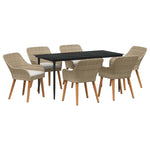 Garden Dining Set with Cushion 7 pcs Beige Poly Rattan 3261695