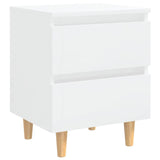 Bed Cabinets & Pinewood Legs 2 pcs High Gloss White 40x35x50cm 805864
