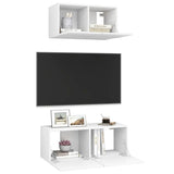 2 Piece TV Cabinet Set White Engineered Wood 3078700