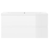 Sink Cabinet with Built-in Basin High Gloss White Engineered Wood 3071564
