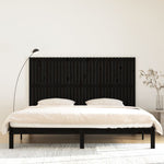 ZNTS Wall Headboard Black 204x3x110 cm Solid Wood Pine 824932