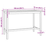 Bar Table Natural 150 x 75 x 105 cm Solid Teak Wood 42030008