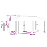 Garden Gazebo 6 x 3 m Beige Polyester and Steel 190 3376007