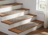 Stair Mats 15 pcs 76 x 20 cm Grey Mesh Pattern Polyester 42054631