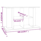 ZNTS Aquarium Stand White 100x40x60 cm Engineered Wood 833583