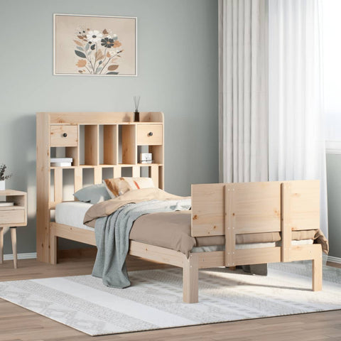 ZNTS Bookcase Bed without Mattress 90x190cm Solid Wood Pine 3322678