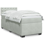 ZNTS Box Spring Bed with Mattress Light Grey 90x200 cm Velvet 3286210