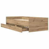 Bed Frame with Drawer Artisan Oak 90 x 200 cm Solid Pine Wood 3403205