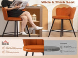 Set of Two Velvet-Feel Lotus Bar Stools - Orange T3398P423884