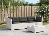 3-Seater Garden Sofa with Cushions Rattan Look PP White 3443843
