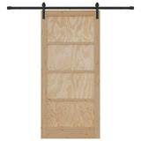 Sliding Door 93 x 202 cm Engineered Wood Natural and Black 3449910