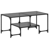 Coffee Table with Black Glass Top 98.5x50x45 cm Steel 846015