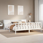 ZNTS Bookcase Bed without Mattress White 180x200 cm Super King Solid Wood Pine 3322093