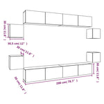 ZNTS 8 Piece TV Cabinet Set Brown Oak Engineered Wood 3114229