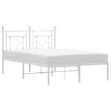 Metal Bed Frame without Mattress with Headboard White 120x190cm 374385