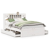 Bookcase Bed without Mattress White 140x190 cm Solid Wood Pine 3308973