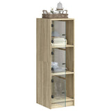 Highboard with Glass Doors Sonoma Oak 35x37x109 cm 836387