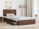 Bed Frame with Headboard Brown Oak 100 x 200 cm Engineered Wood 3412825