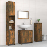 4 Piece Bathroom Furniture Set Smoked Oak Engineered Wood 3143928