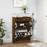 Shoe Cabinet Smoked Oak 63x24x104 cm Engineered Wood 342567
