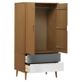 Wardrobe MOLDE Brown 90x55x175 cm Solid Wood Pine 350522