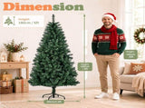 6FT Dark Green Pre-Lit Christmas Tree with Multicolor Lights, Pointed PVC, 629 Tips, 3-Section Auto 38519794