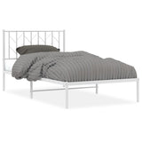 Metal Bed Frame without Mattress with Headboard White 100x190cm 374480