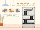 Small Animal Cage Pet Play House with Wheels Platforms Light Grey T3398P350046
