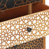 ZNTS Sideboard with Printed Pattern 90x30x70 cm Solid Mango Wood 247916