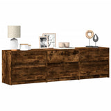 TV Cabinet with LED Smoked Oak 180x34x50 cm Engineered Wood 3307930