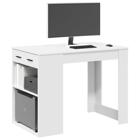 ZNTS Desk with Drawer and Shelf White 102x62x77.5 cm Engineered Wood 858686