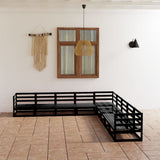 9 Piece Garden Lounge Set Black Solid Pinewood 3075848