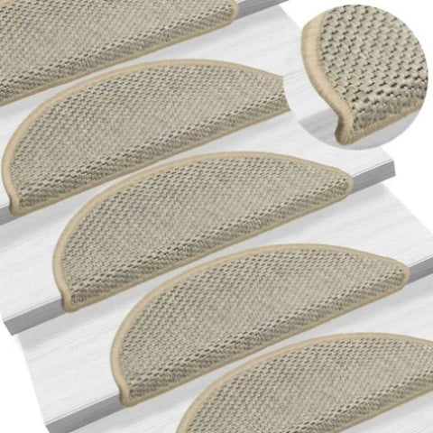 ZNTS Stair Mats Self-adhesive Sisal-Look 15 pcs 56x17x3 cm Light Green 326863