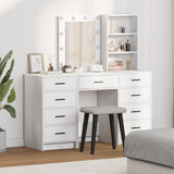 Dressing Table with Mirror Lights 3 pcs White Engineered wood 3334218