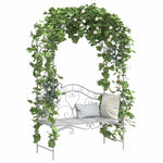 Garden Bench with Cushion White 104 x 54 x 93cm Steel 42008120