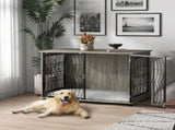 Dog Crate Furniture End Table w/ Plush Washable Cushion, Lockable Door, for Extra Large Dogs T3398P349634