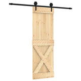 Sliding Door Natural and Black 70 x 210 cm Solid Pine Wood 3445164