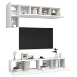 5 Piece TV Cabinet Set White Engineered Wood 3078693