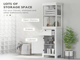 Tall Bathroom Cabinet, Slim Bathroom Storage Cabinet with 2 Open Shelves, Soft Close Door and T3398P344170