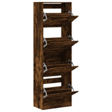 Shoe Cabinet with 4 Flip-Drawers Smoked Oak 60x34x187.5 cm 3214375