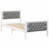 Bed Frame with Headboard Light Grey 90 x 190 cm Solid Pine Wood 878438