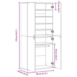 Shoe Cabinet Grey Sonoma 80x39x178 cm Engineered Wood 3276677