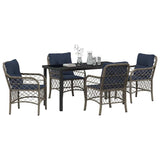Garden Dining Set with Cushion 5 pcs Grey and Black Rattan 3380248
