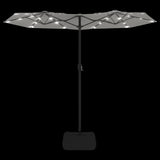 Double-Head Garden Parasol with LEDs Sand White 316x145 cm 362969